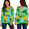 Banana Leaf Pattern Print Off The Shoulder Sweatshirt