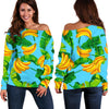 Banana Leaf Pattern Print Off Shoulder Sweatshirt GearFrost