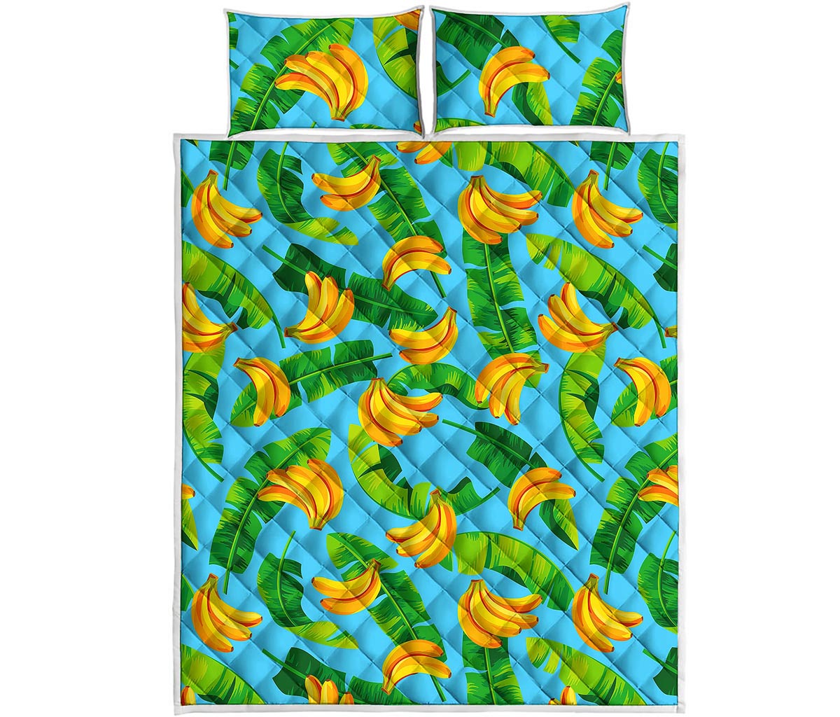 Banana Leaf Pattern Print Quilt Bed Set