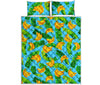 Banana Leaf Pattern Print Quilt Bed Set