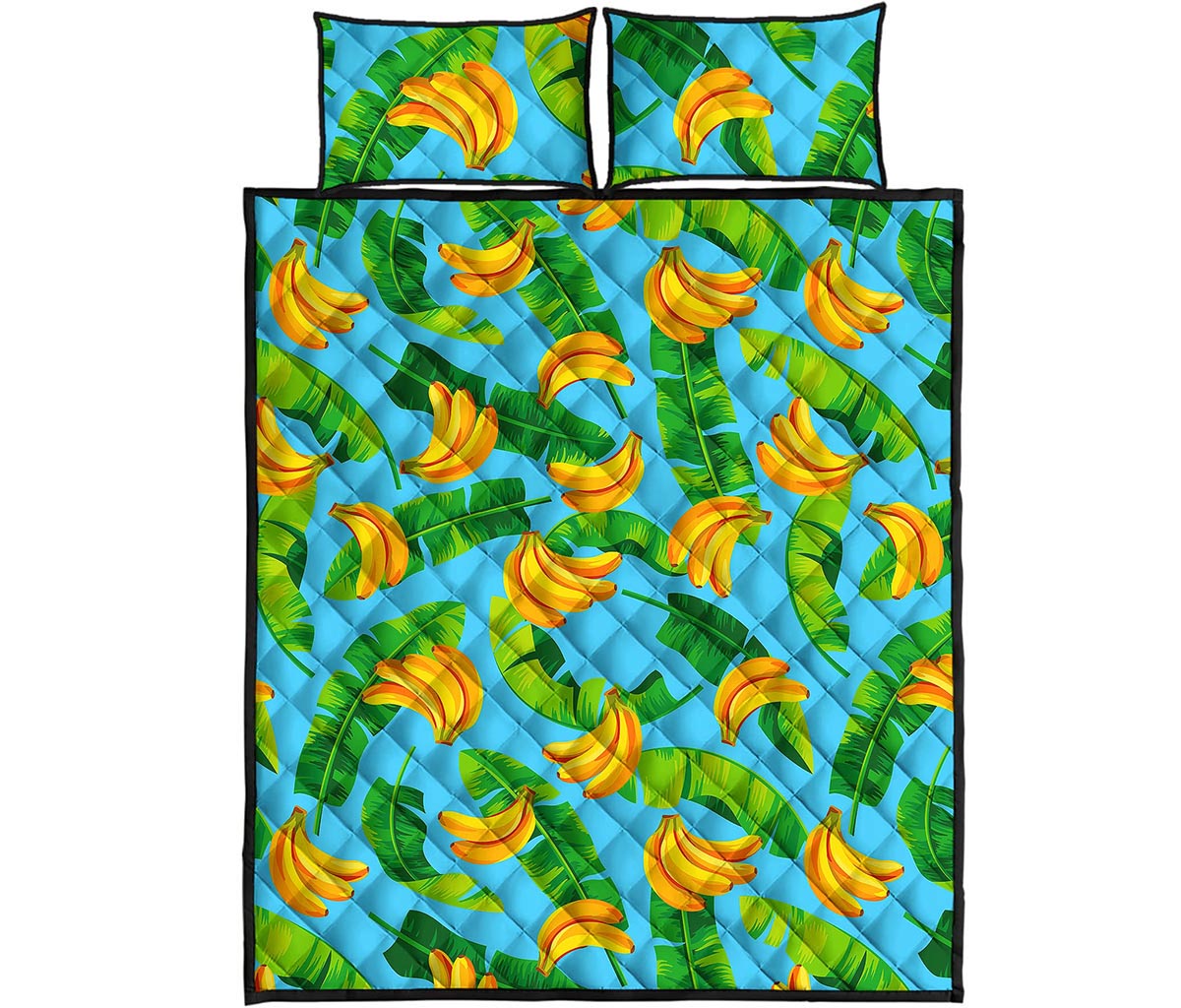 Banana Leaf Pattern Print Quilt Bed Set