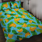 Banana Leaf Pattern Print Quilt Bed Set