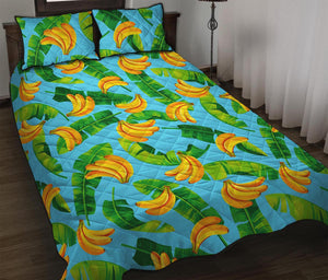 Banana Leaf Pattern Print Quilt Bed Set