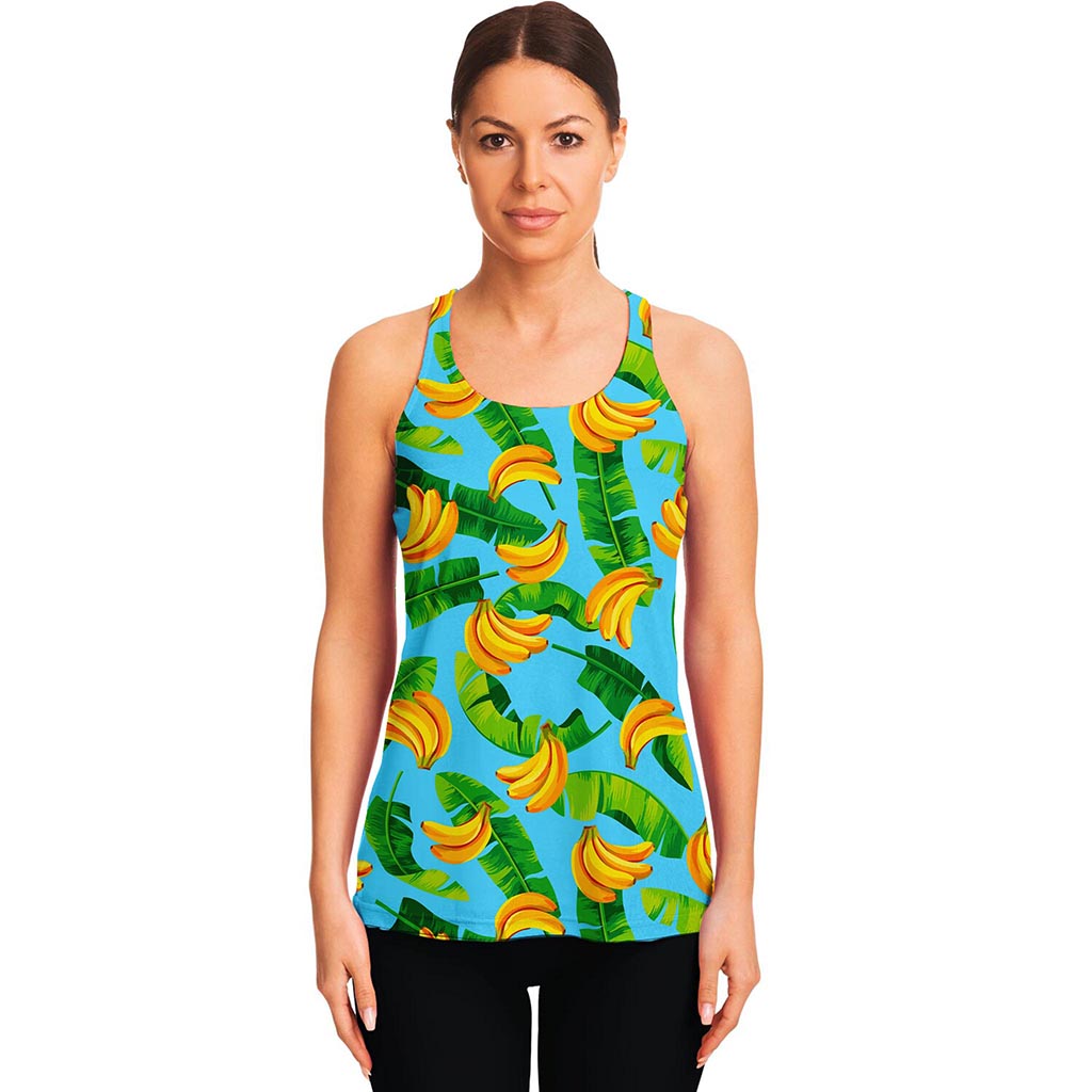 Banana Leaf Pattern Print Women's Racerback Tank Top