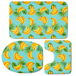 Banana Palm Leaf Pattern Print 3 Piece Bath Mat Set