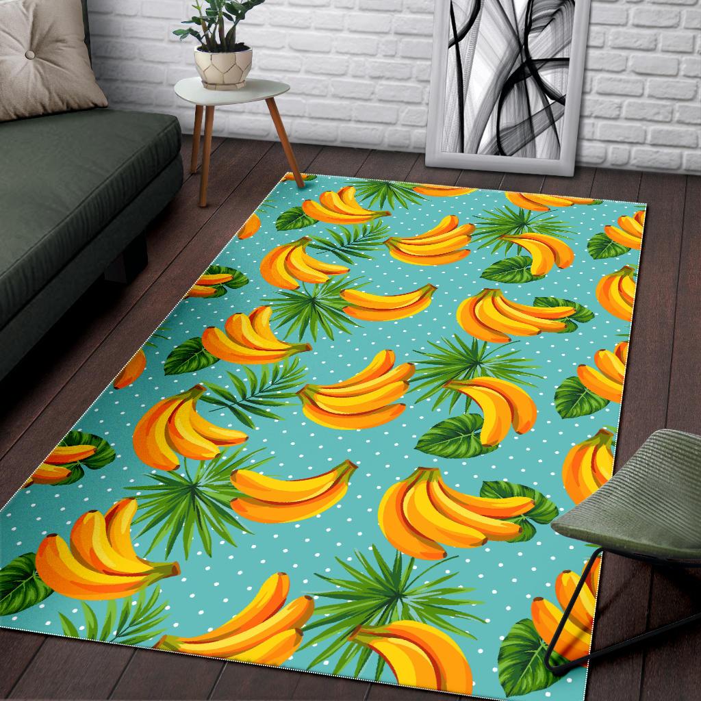 Banana Palm Leaf Pattern Print Area Rug GearFrost