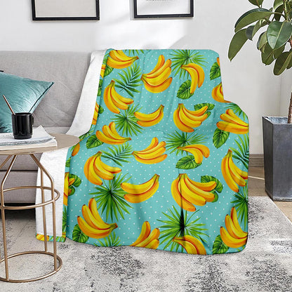 Banana Palm Leaf Pattern Print Blanket
