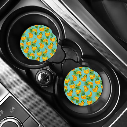 Banana Palm Leaf Pattern Print Car Coasters