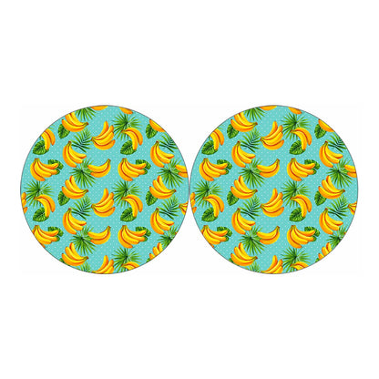 Banana Palm Leaf Pattern Print Car Coasters