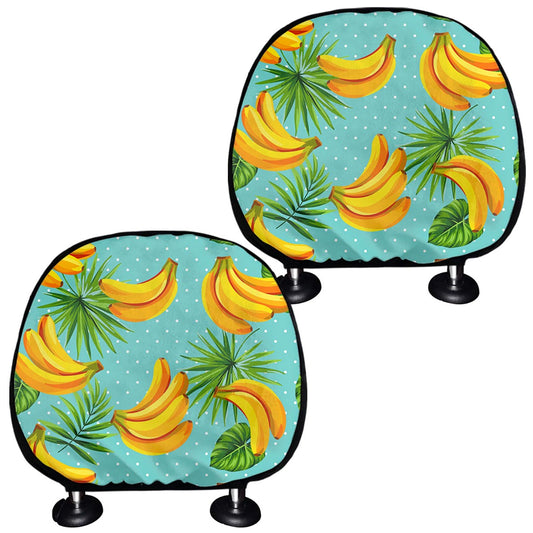 Banana Palm Leaf Pattern Print Car Headrest Covers