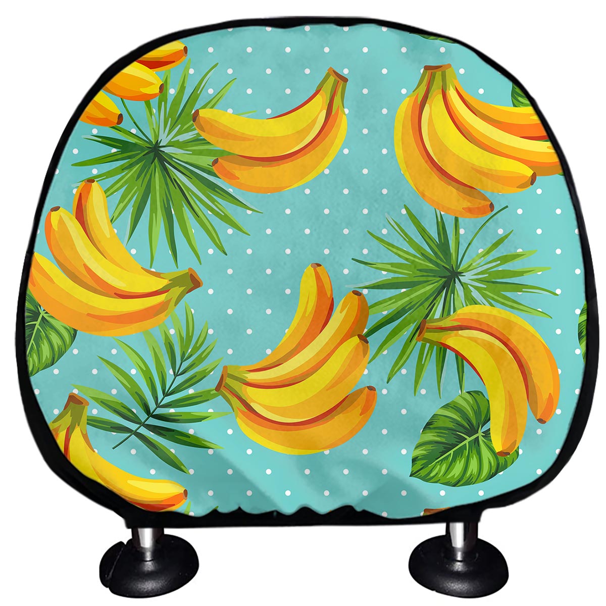 Banana Palm Leaf Pattern Print Car Headrest Covers