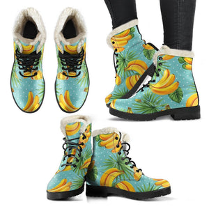 Banana Palm Leaf Pattern Print Comfy Boots GearFrost