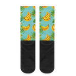 Banana Palm Leaf Pattern Print Crew Socks