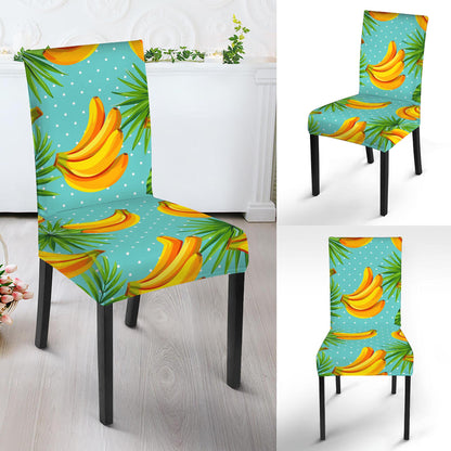 Banana Palm Leaf Pattern Print Dining Chair Slipcover