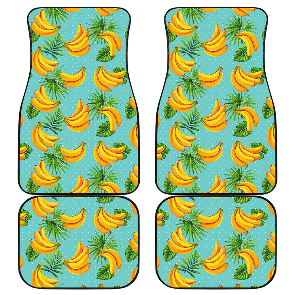 Banana Palm Leaf Pattern Print Front and Back Car Floor Mats