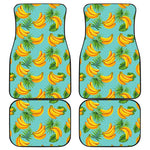 Banana Palm Leaf Pattern Print Front and Back Car Floor Mats