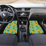 Banana Palm Leaf Pattern Print Front and Back Car Floor Mats