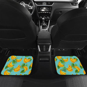 Banana Palm Leaf Pattern Print Front and Back Car Floor Mats