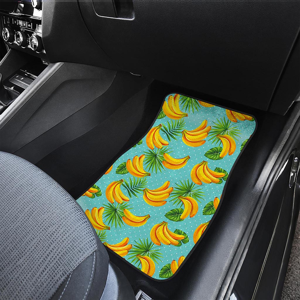Banana Palm Leaf Pattern Print Front and Back Car Floor Mats