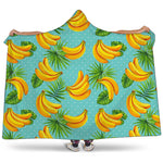 Banana Palm Leaf Pattern Print Hooded Blanket