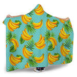 Banana Palm Leaf Pattern Print Hooded Blanket