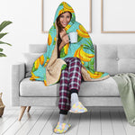Banana Palm Leaf Pattern Print Hooded Blanket