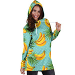 Banana Palm Leaf Pattern Print Hoodie Dress GearFrost