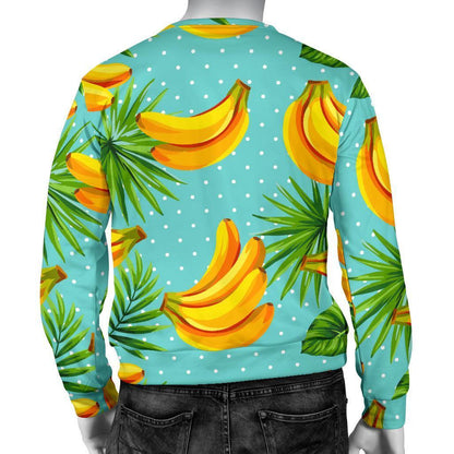 Banana Palm Leaf Pattern Print Men's Crewneck Sweatshirt GearFrost