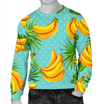 Banana Palm Leaf Pattern Print Men's Crewneck Sweatshirt GearFrost