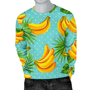 Banana Palm Leaf Pattern Print Men's Crewneck Sweatshirt GearFrost
