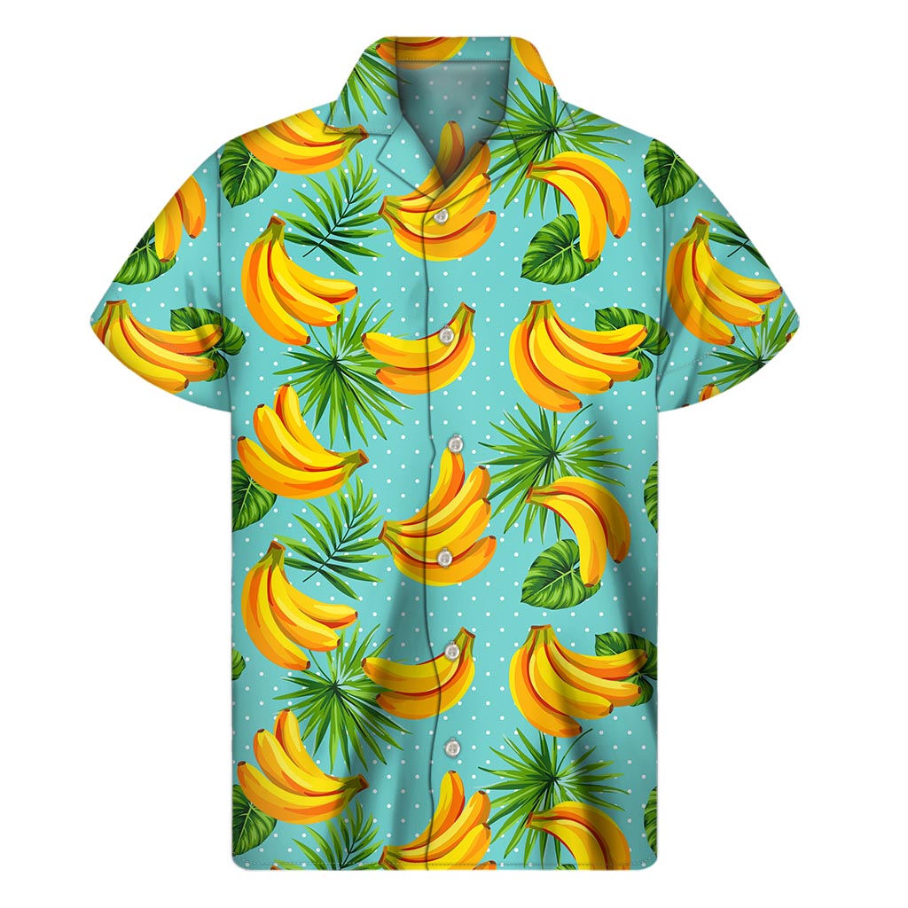 Banana Palm Leaf Pattern Print Men's Short Sleeve Shirt