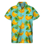 Banana Palm Leaf Pattern Print Men's Short Sleeve Shirt