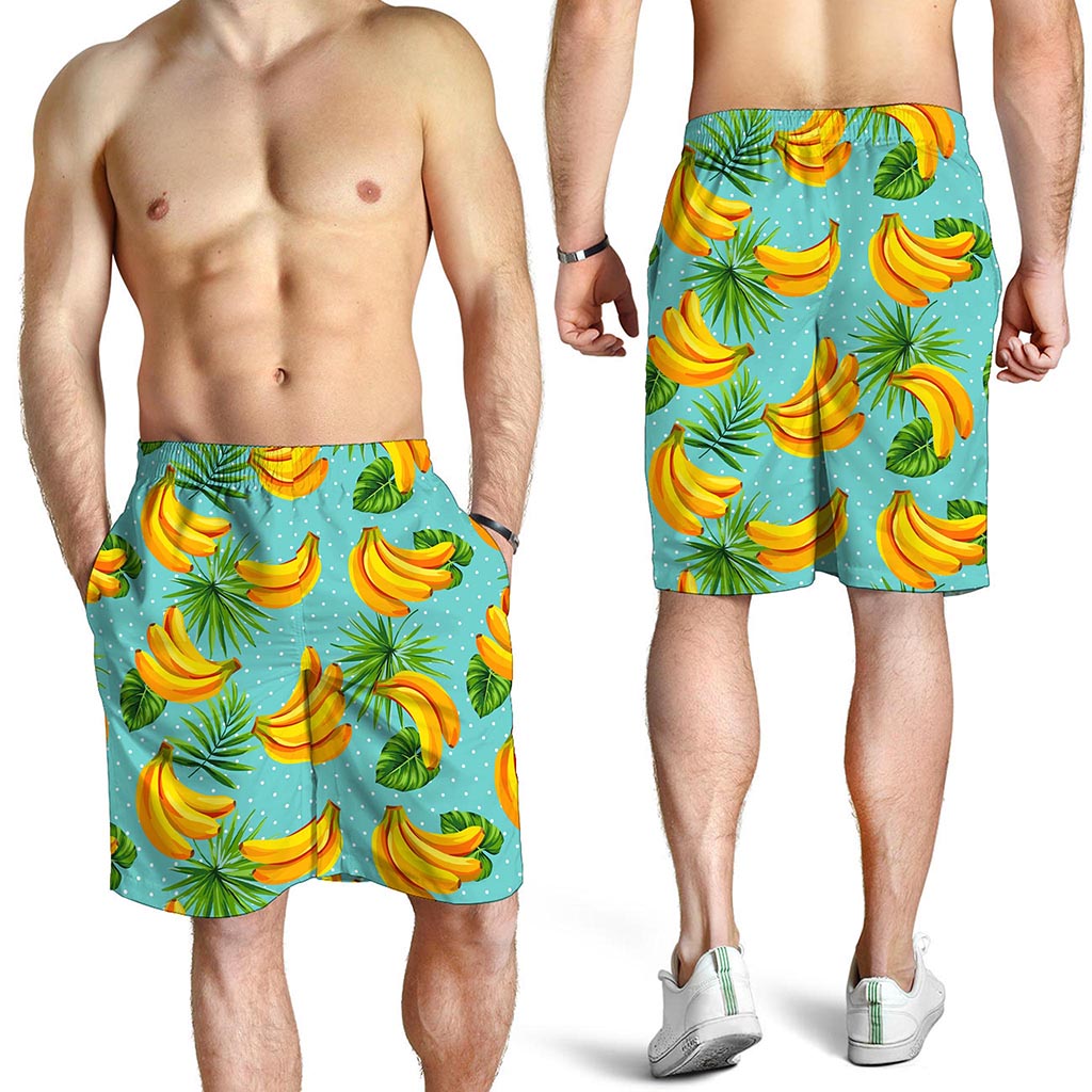 Banana Palm Leaf Pattern Print Men's Shorts