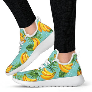 Banana Palm Leaf Pattern Print Mesh Knit Shoes GearFrost