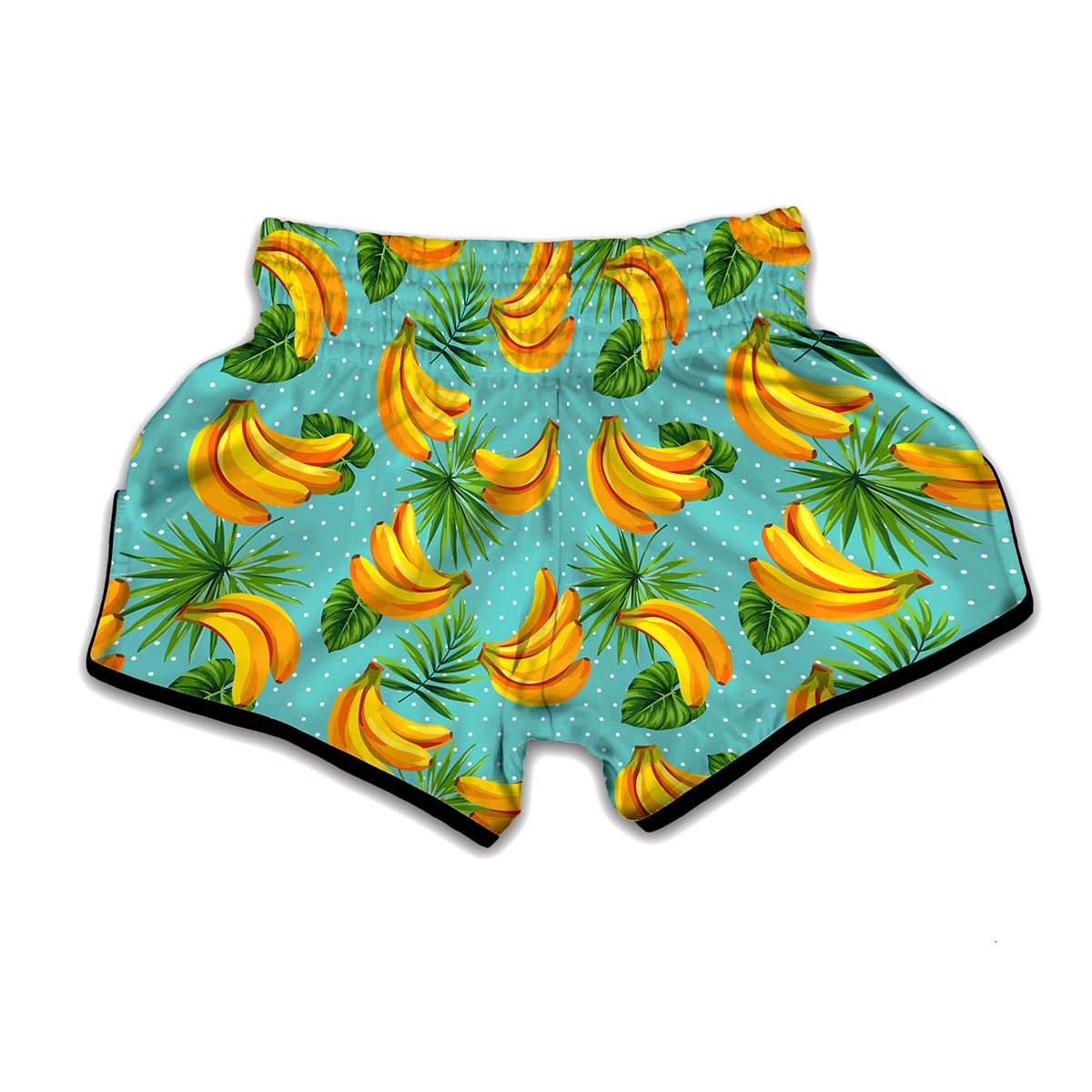 Banana Palm Leaf Pattern Print Muay Thai Boxing Shorts