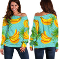 Banana Palm Leaf Pattern Print Off The Shoulder Sweatshirt