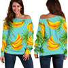 Banana Palm Leaf Pattern Print Off Shoulder Sweatshirt GearFrost