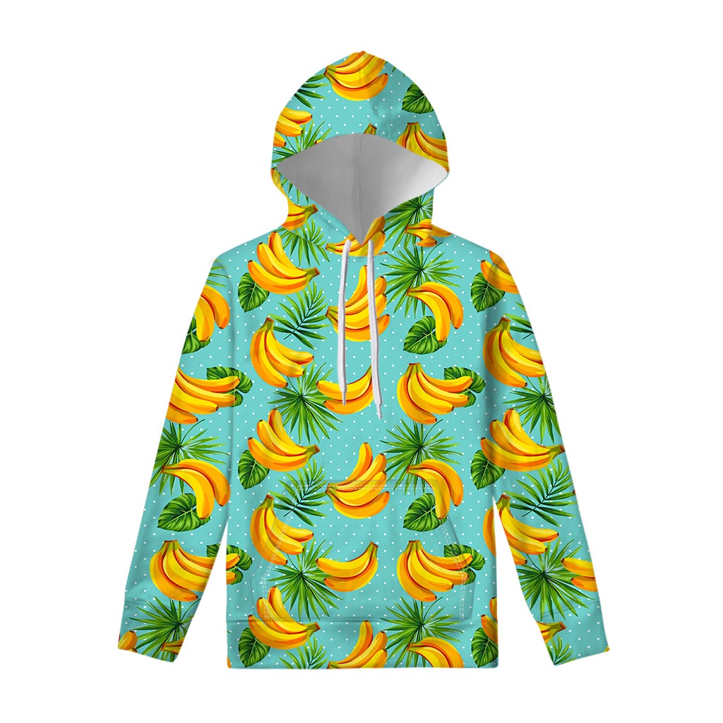 Banana Palm Leaf Pattern Print Pullover Hoodie