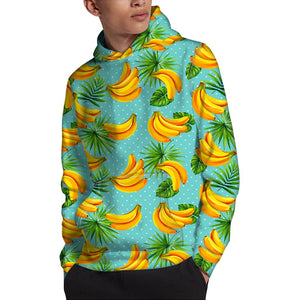 Banana Palm Leaf Pattern Print Pullover Hoodie