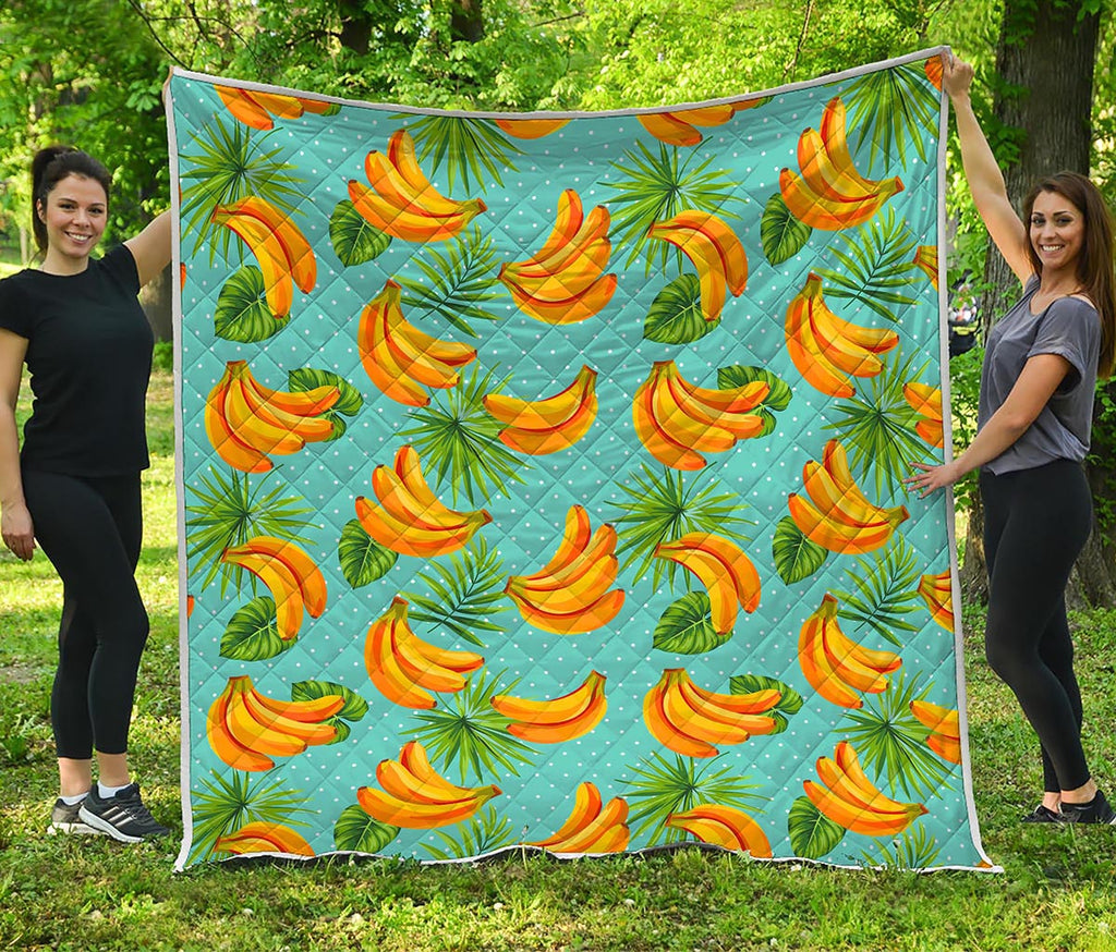 Banana Palm Leaf Pattern Print Quilt