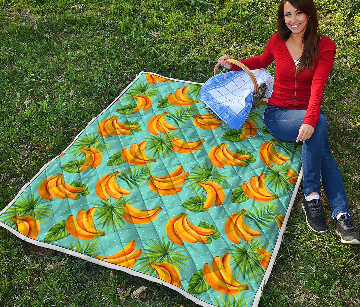 Banana Palm Leaf Pattern Print Quilt