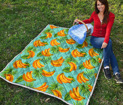 Banana Palm Leaf Pattern Print Quilt