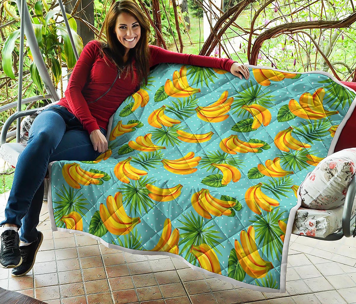 Banana Palm Leaf Pattern Print Quilt