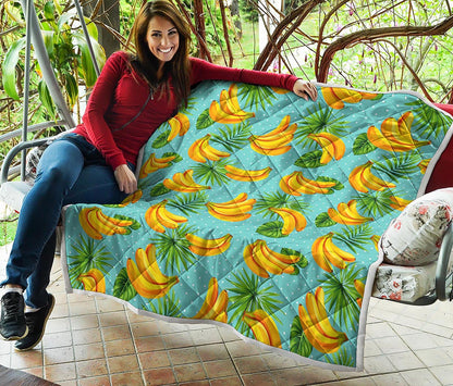 Banana Palm Leaf Pattern Print Quilt