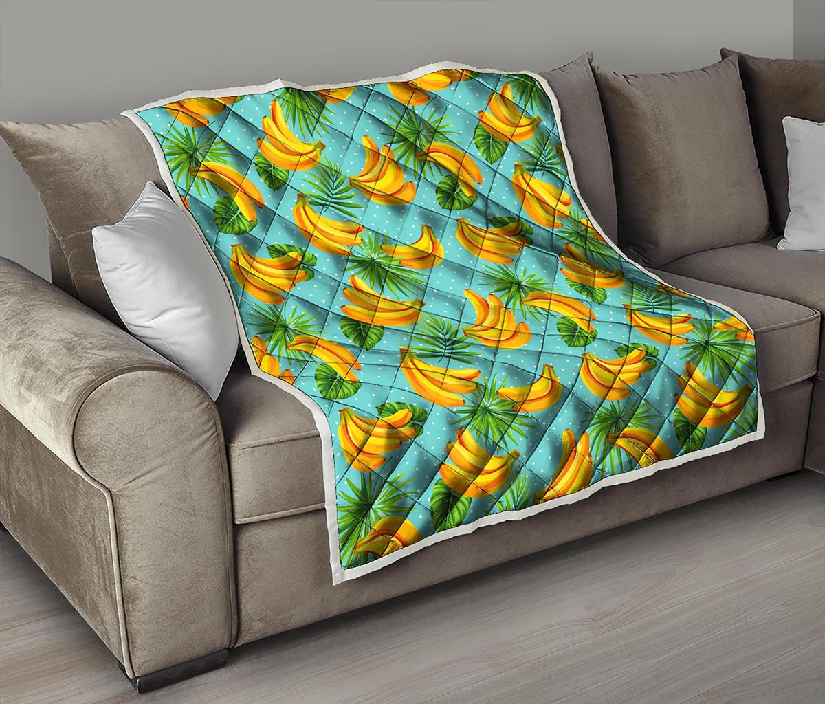 Banana Palm Leaf Pattern Print Quilt