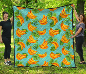 Banana Palm Leaf Pattern Print Quilt