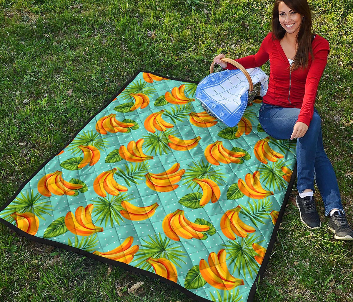Banana Palm Leaf Pattern Print Quilt