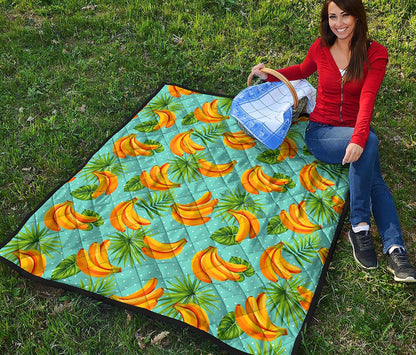 Banana Palm Leaf Pattern Print Quilt