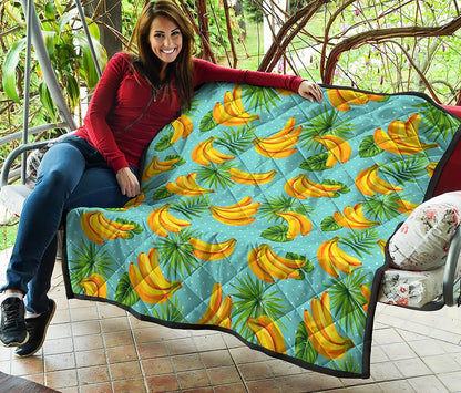 Banana Palm Leaf Pattern Print Quilt