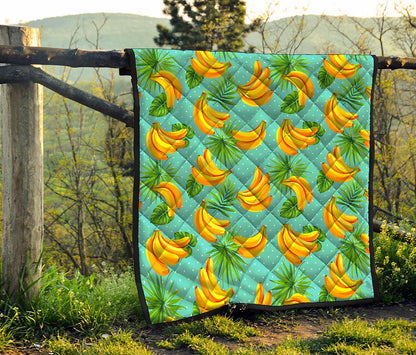 Banana Palm Leaf Pattern Print Quilt